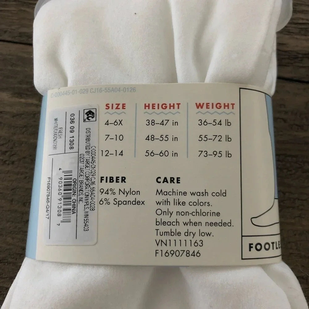 New Cat and Jack Footless Tights White‎ 4-6X Church